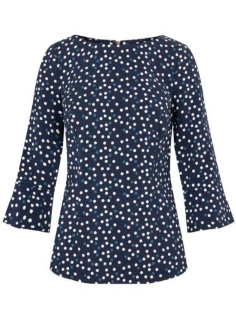 Boden Delia Navy Polka Dot Blouse, Size 6